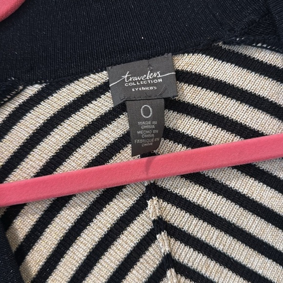 Chicos tan/black metallic open front cardigan, size 1 - Picture 4 of 8